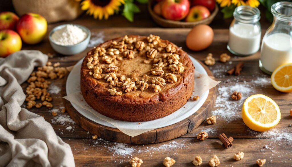 Torta di mele integrale senza zuccheri aggiunti: morbida e rustica, con noci croccanti